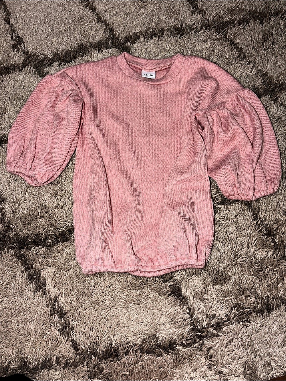 Pink Puff Sleeve Sweater 12-18M New